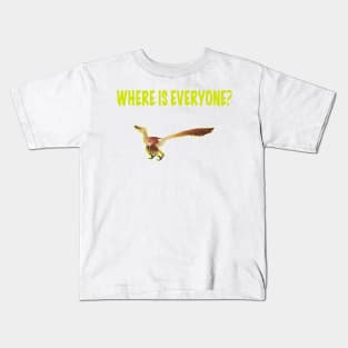 Where is everyone? Velociraptor in brown Kids T-Shirt